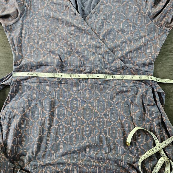 Toad & Co Cue Faux Wrap Cafe Dress Womens Size L Gray Geometric Gorpcore - Picture 4 of 9